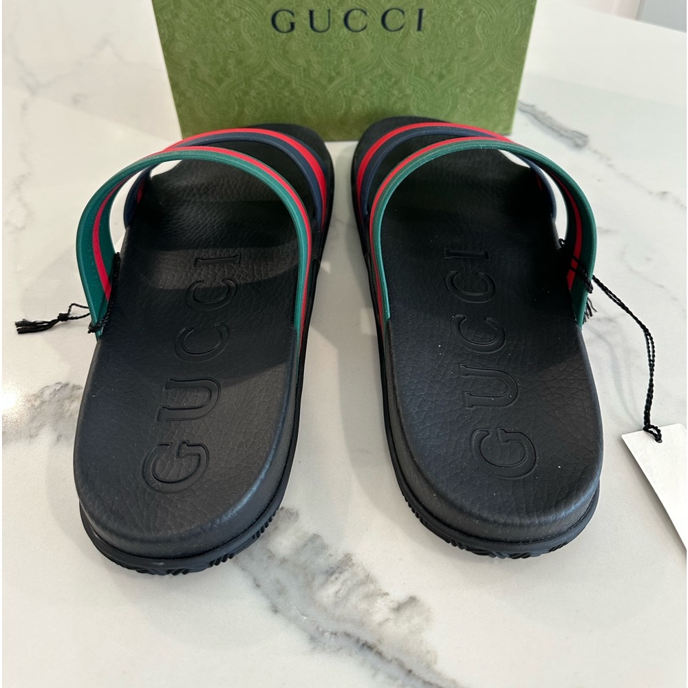 Gucci Rubber Web Stripe Slide Sandals - Picture 4 of 8